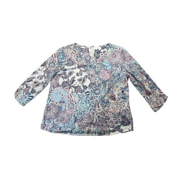 Chicos Women's Paisley Print 3/4 Sleeve Top Size L Multicolor - Picture 1 of 5